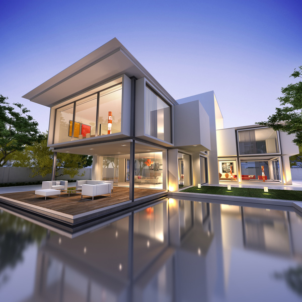 Project of a luxury villa in 3d 02 Stock Photo