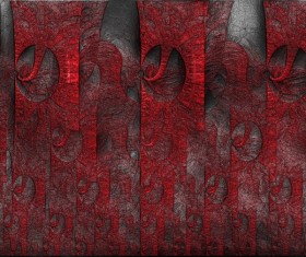 Red abstract painting with black background