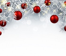 Red christmas ball with tree branches vector card 02