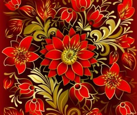 Red flower ornament pattern vectors