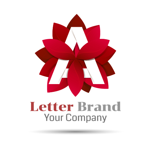 Red letter brand logo design vector