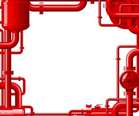 Red pipes frame vector material
