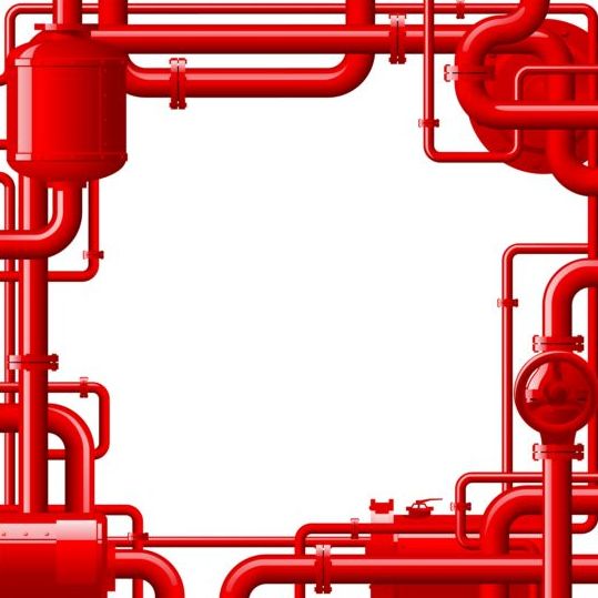 Red pipes frame vector material