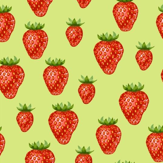 Red strawberries vector seamless pattern design