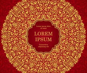 Red with golden invitation template vector 03