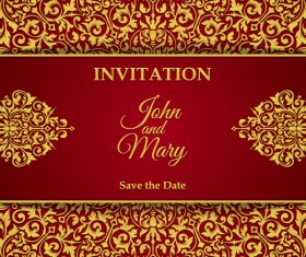 Red with golden invitation template vector 06