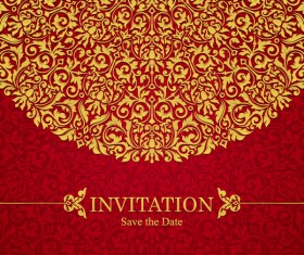Red with golden invitation template vector 10