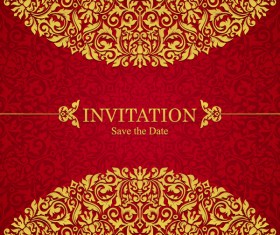 Red with golden invitation template vector 11