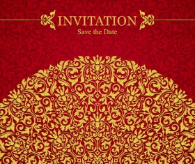 Red with golden invitation template vector 12