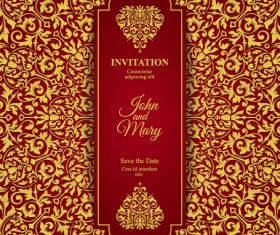 Red with golden invitation template vector 14