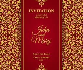 Red with golden invitation template vector 15
