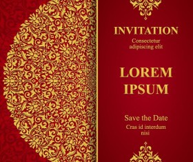 Red with golden invitation template vector 16