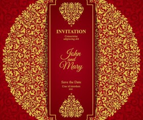 Red with golden invitation template vector 17