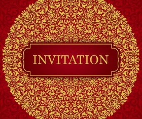 Red with golden invitation template vector 18