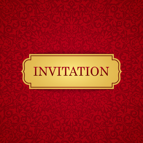 Red with golden invitation template vector 19