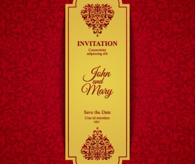 Red with golden invitation template vector 20