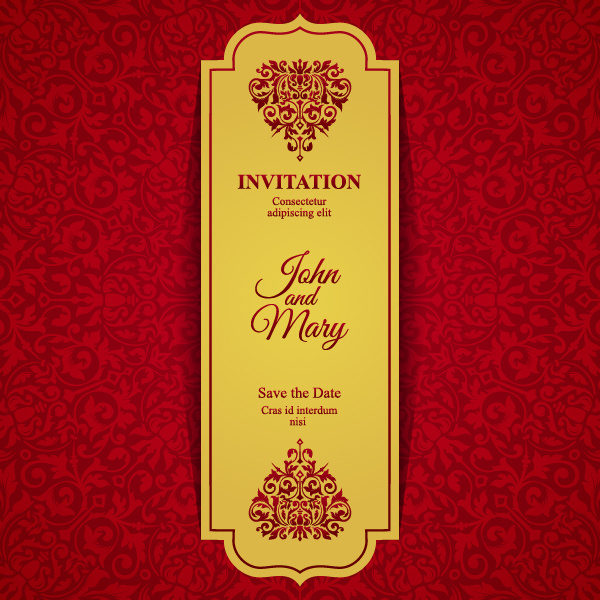 Red with golden invitation template vector 20