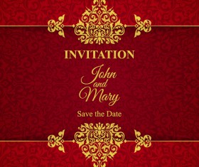 Red with golden invitation template vector 21