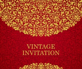 Red with golden invitation template vector 22