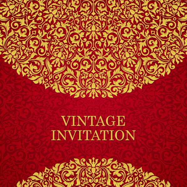 Red with golden invitation template vector 22
