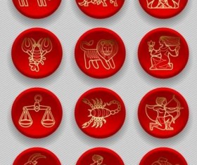 Red zodiac icons vector material