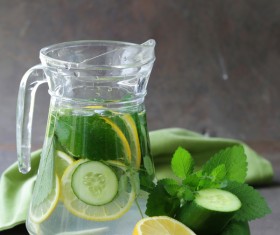 Refreshing cucumber and lemon juice Stock Photo