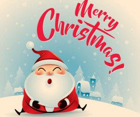 Retro christmas greeting card with cute santa vectors 11
