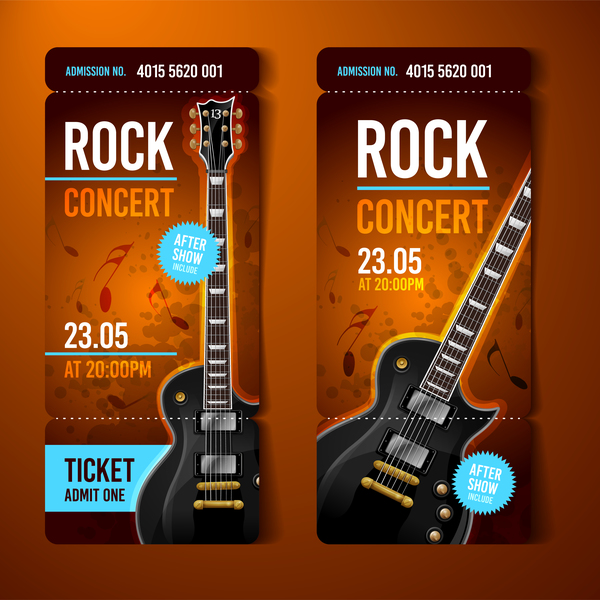 Rock concert tickets template vector 02