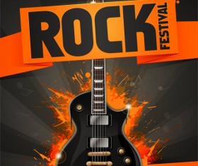 Guitar Music Festival Poster Retro Design Vector 03 Free Download