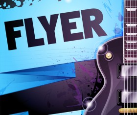 Rock festival party poster with guitar vector 11