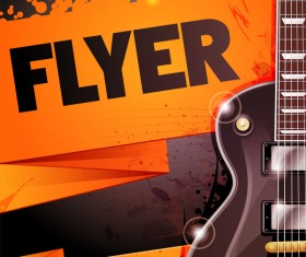 Rock festival party poster with guitar vector 12