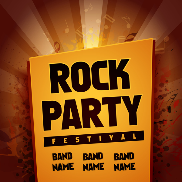 Rock party flyer vector set 02