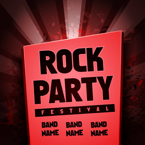 Rock party flyer vector set 03