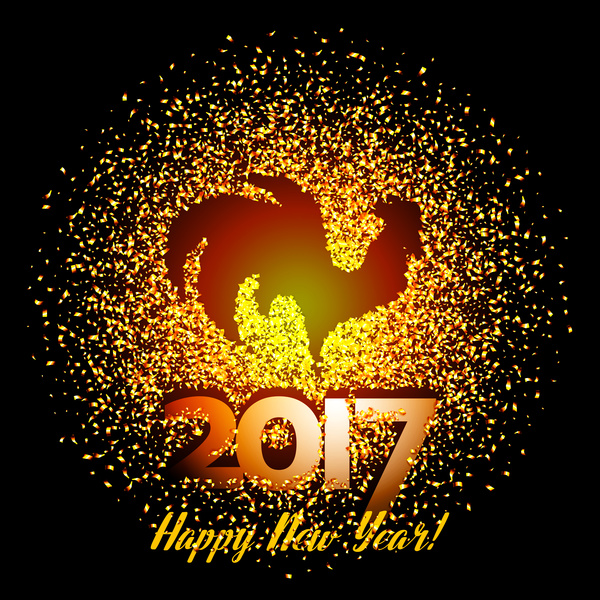 Rooster new year 2017 design vectors
