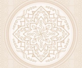 Round light beige pattern Mandala vector