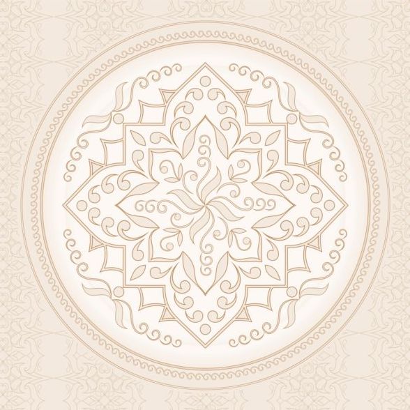 Round light beige pattern Mandala vector