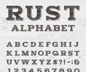 Rust alphabet with numbers vector