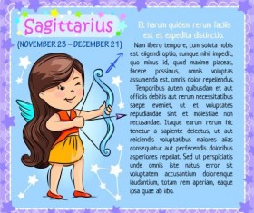Sagittarius Zodiac kid card vector