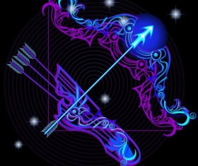 Sagittarius neon sign vector material