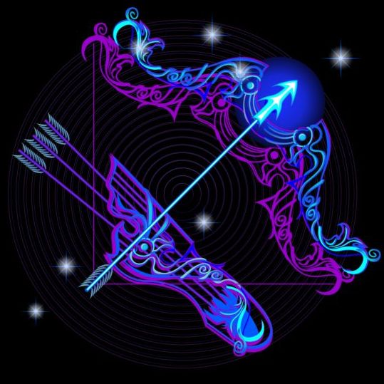 Sagittarius neon sign vector material