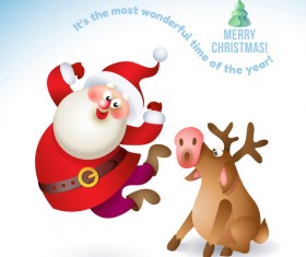 Santa claus with funny deer vectors