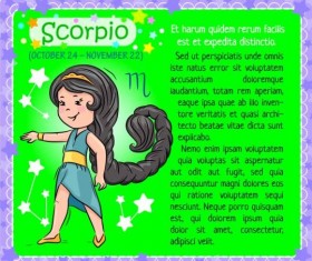 Scorpio Zodiac kid card vector