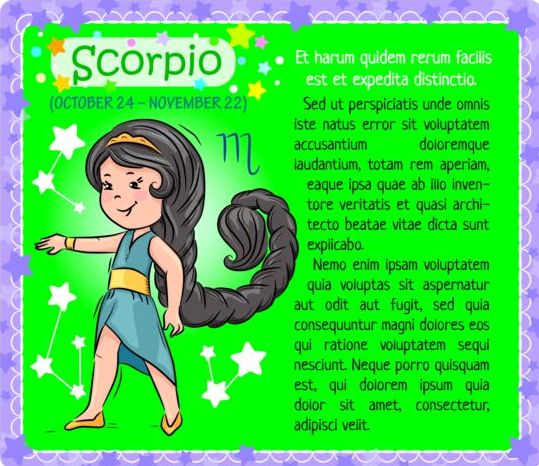 Scorpio Zodiac kid card vector