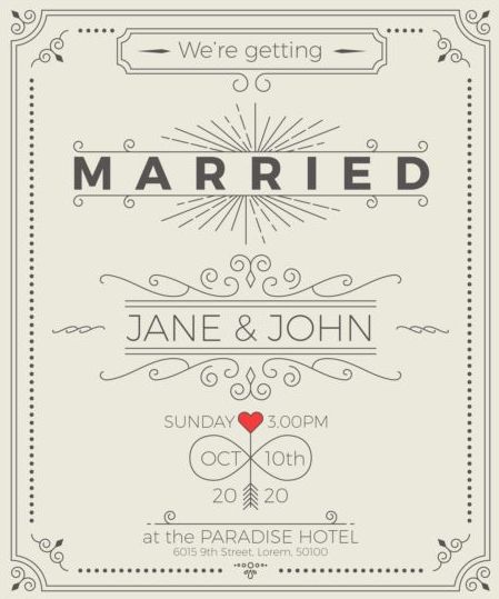 Set of wedding invitation cards template vector 01