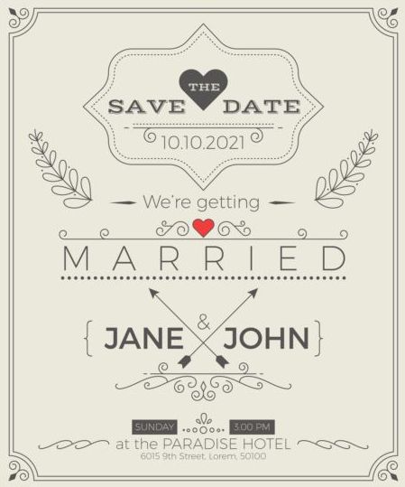 Set of wedding invitation cards template vector 02