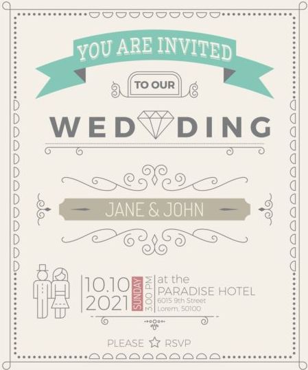 Set of wedding invitation cards template vector 04