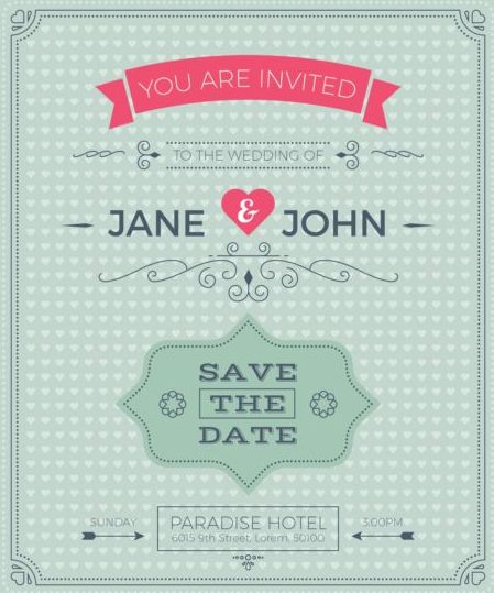 Set of wedding invitation cards template vector 05