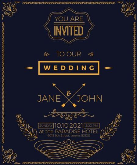 Set of wedding invitation cards template vector 06