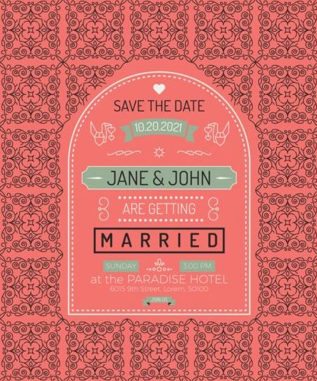 Set of wedding invitation cards template vector 08