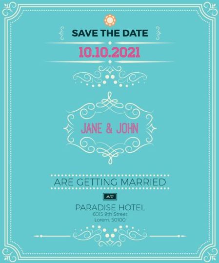 Set of wedding invitation cards template vector 10